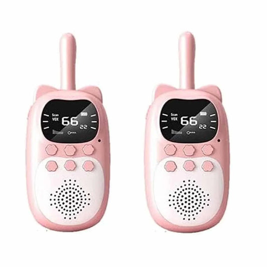 Walkie Talkies for Kids Rechargeable with Flashlight, Handheld Walki Talkies with Wearable Lanyard &amp; Back Clip for Outdoor Camping Games,Toys Gifts for Boys Girls Kids (Pair of Pink + Pink) - Jaiman Toys