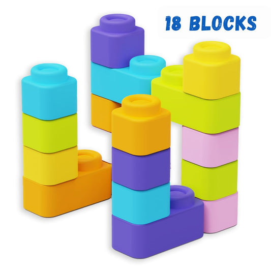 Zephyr Learning Steps Infant Building Blocks – 18 Soft & Squeezable Pieces, Ages 5 Months+