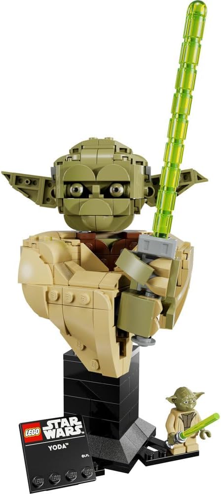 LEGO 75438 Star Wars Yoda Bust - Display Model Kit for Adults w/Green Lightsaber & Collectible Jedi Master Minifigure | 399 Pieces