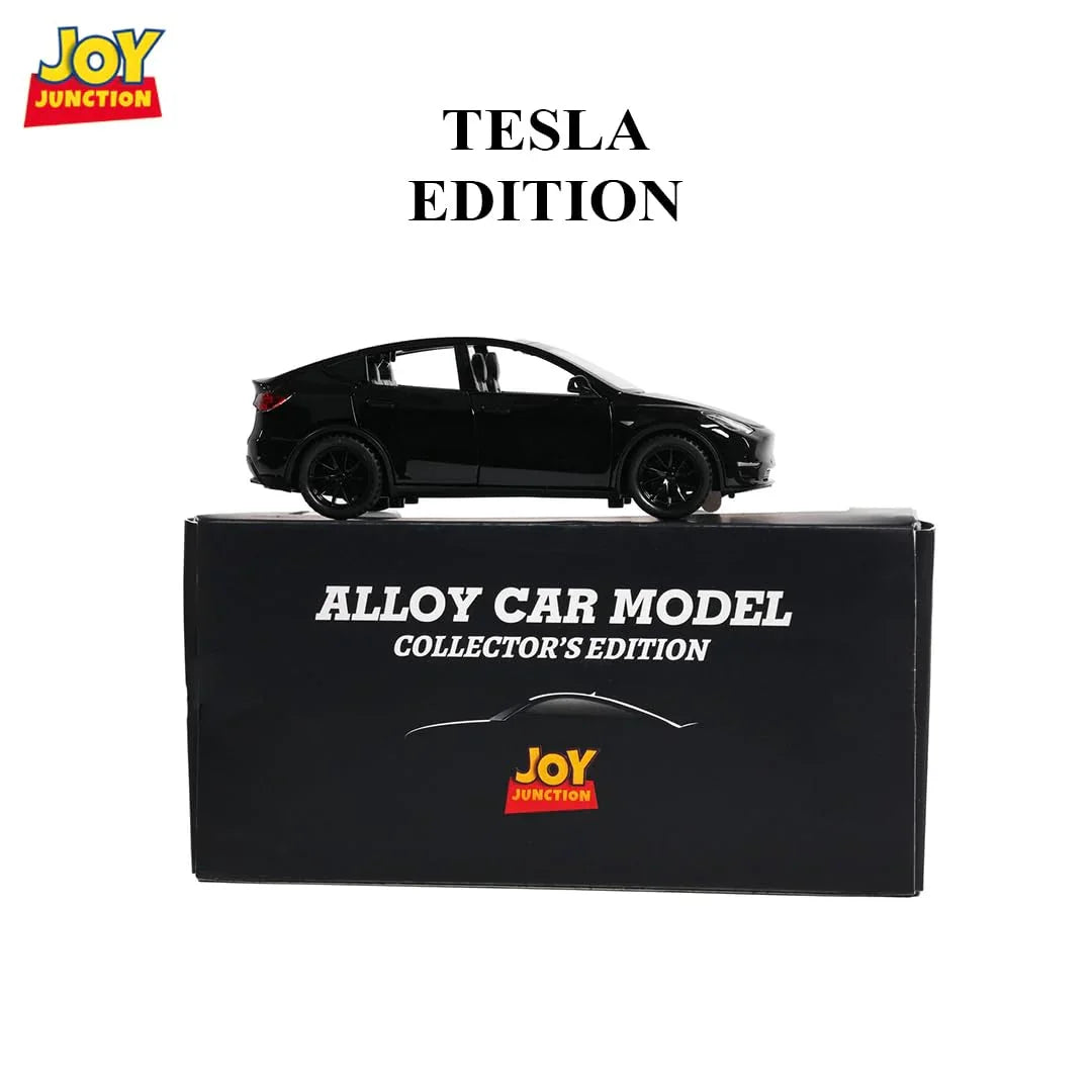 JOY JUNCTION Tesla 1:32 Scale Alloy Metal Pullback Die-Cast Car – Black with Lights, Music & Openable Doors - Jaiman Toys