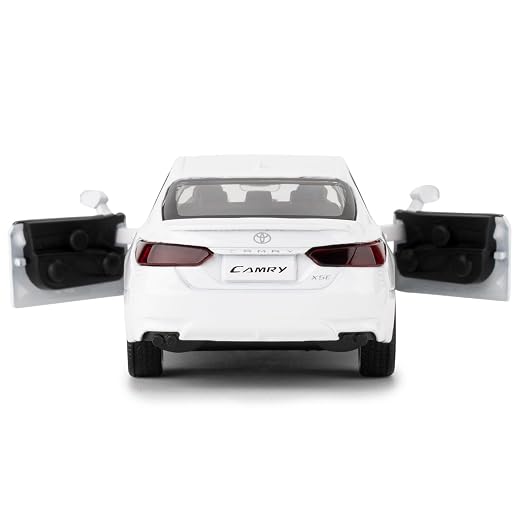 RMZ City Toyota Camry 1:32 Scale Die-Cast Model Car – Black & White Collectible Luxury Sedan with Opening Doors, Pull-Back Action,