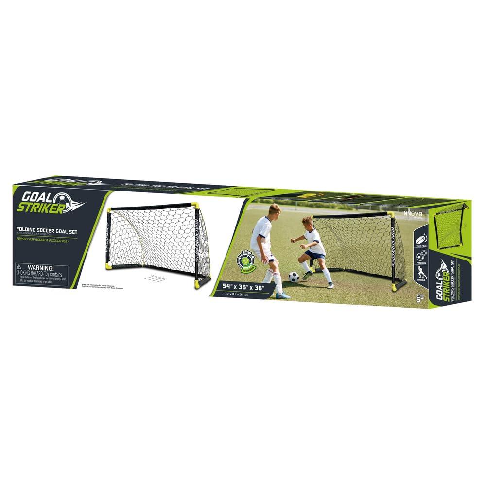 Innov8 Folding Goal Striker Folding Soccer | Goalpost | Portable Training Net | Portable with Ground Stakes | Quick Setup | Durable - Jaiman Toys