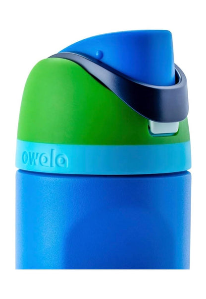 Owala FreeSip 16 oz / 475 ml Insulated Stainless Steel Water Bottle with Built-In Straw, Push-Button Lid & Carry Loop – Blue & Green