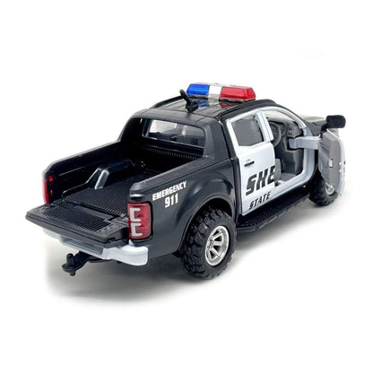 Centy Emergency Squad Sheriff Pull Back Police Pickup Truck Toy Car for Kids | Die-Cast Style Vehicle | Pull Back Action | Black & White | 3+ Years
