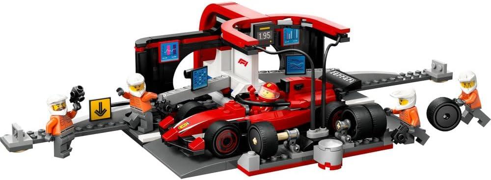 LEGO City 60443 F1 Pit Stop & Pit Crew with Ferrari Car Toy - Formula 1 Set incl. a Driver Minifigure, 4 Mechanics, Spare Tyres & Wheel Guns - Building Toys for 6+ Year Old Boys & Girls