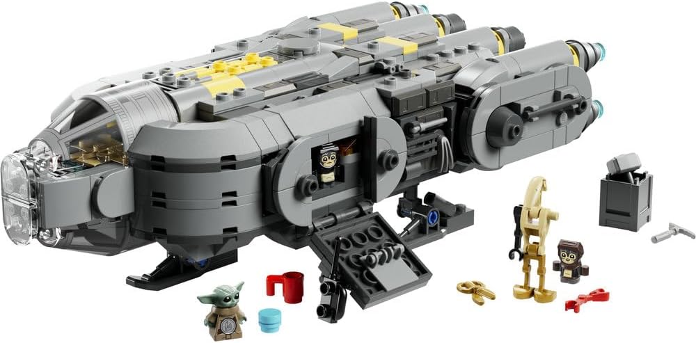 LEGO 75445 Star Wars Anzellan Starship Toy - The Mandalorian and Grogu Model Kit w/ 3 Figures & a Droid Workshop - Birthday Gift for 9+ Year Old Boys, Girls & Fans