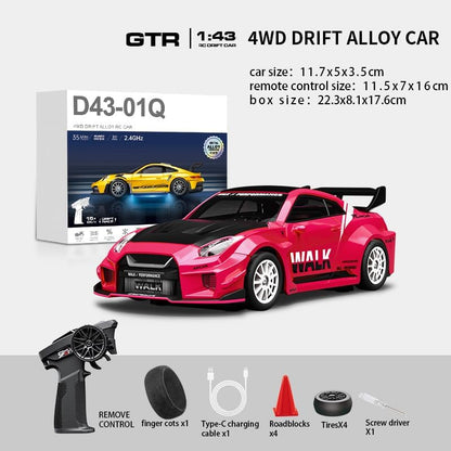 Hstar 1:43 RC Drift Car 2.4GHz 4WD Alloy 20 km/h High-Speed RC Racing Car with Gyro
