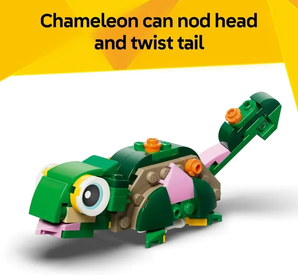 LEGO Creator 31377 3in1 Turtle with a Water Lily Flower Toy - Animal Figure Transforms into a Chameleon or Frog - DIY Desk Decor Idea - Birthday Gift for 7+ Year Old Girls & Boys