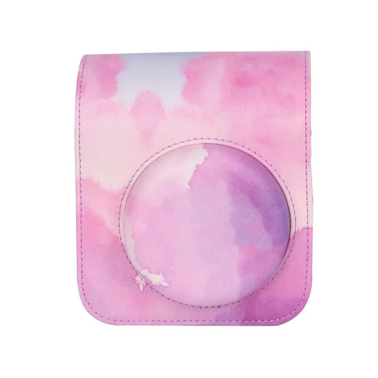 Pink Painting Charm – Rainproof PU Leather Case for Instax Mini 12 with Adjustable Strap - Jaiman Toys