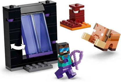 LEGO - 21584 Minecraft Nether & End Portal Journey - Building Toy w/a Cool Hero, Enderman & Baby Hoglin Mob Figures - Gaming Gift for 7+ Year Old Boys & Girls