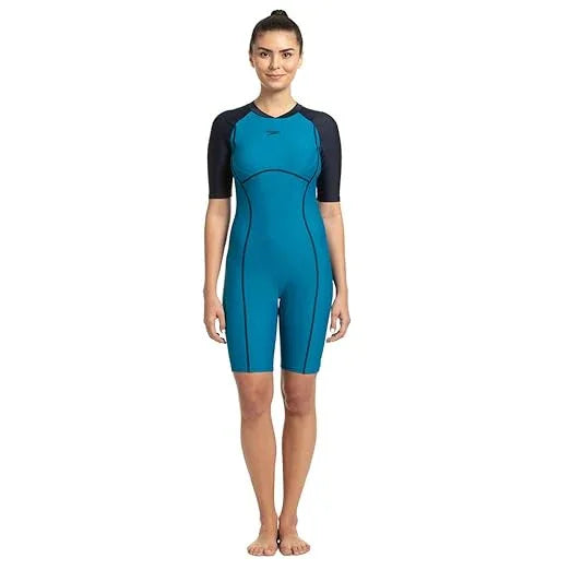 Speedo Women's Endurance Essential Splice Kneesuit Swimwear – Nordic Teal & True Navy | Training & Fitness Swimwear - Jaiman Toys