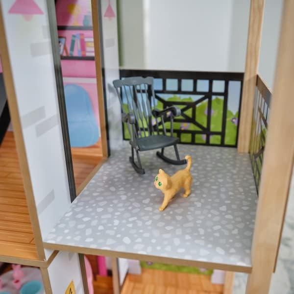 Windmill Elevator 2-in-1 Wooden Barn & Dollhouse with Horse and Lights & Sounds, Over 3 Feet Tall, Pink