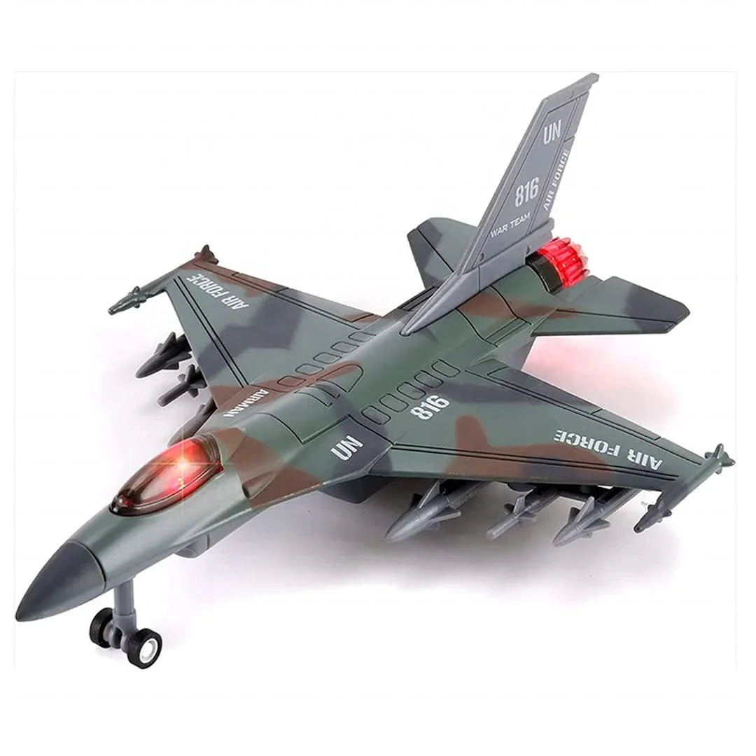 Airplane 1:400 Scale Twin-Engine Jet Fighter Model with Light & Sound – Premium Die-Cast Metal Collectible (F-16 Type) - Jaiman Toys
