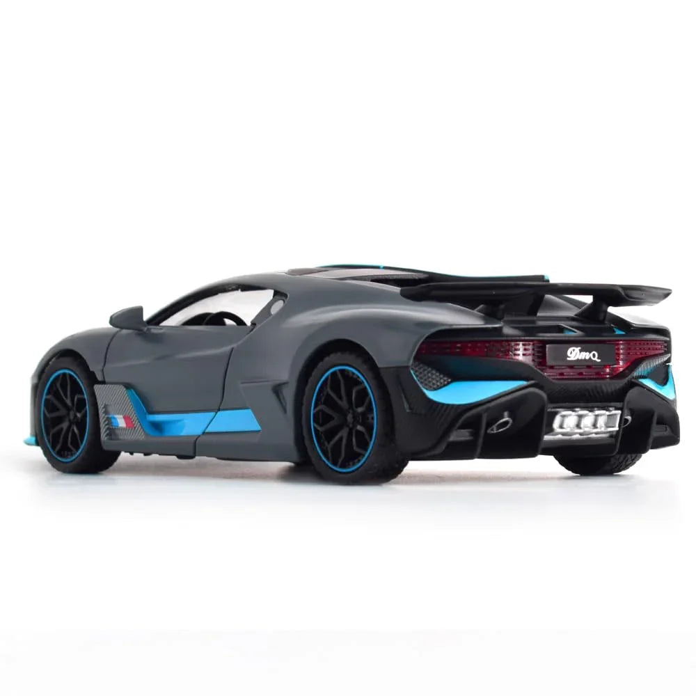JOY JUNCTION 1:32 Bugatti Divo Die-Cast Metal Toy Car – Pull Back Model Car with Light & Sound for Kids (Grey) - Jaiman Toys