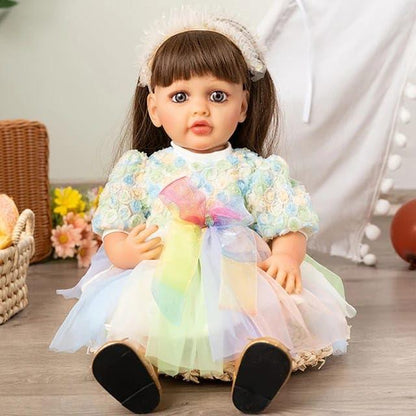 Lifelike Reborn Baby Girl Doll – Toddler with Realistic Sound & Multicolor Dress