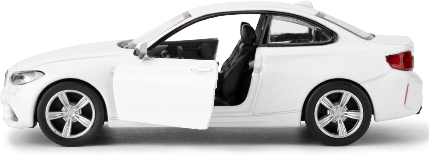 RMZ City BMW M2 1:36 Die-Cast Car Model | Pull Back & Go | Openable Doors | Blue & White Variants