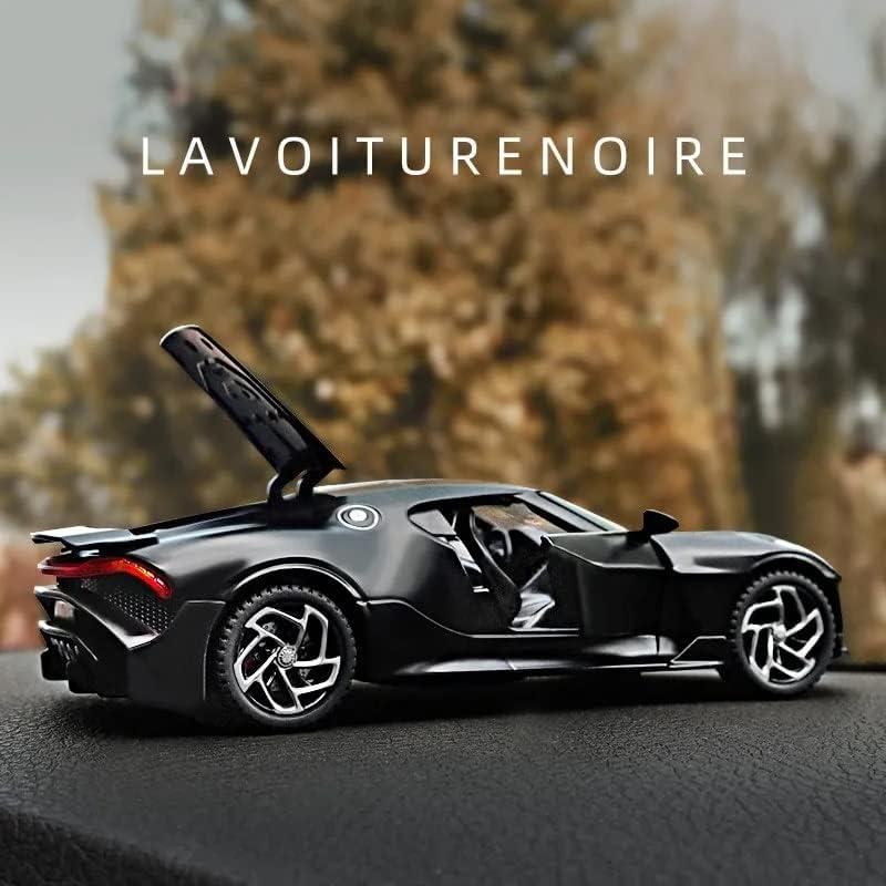 Joy Junction Bugatti La Voiture Noire 1:32 Scale Die-Cast Model Car with Sound & Light – Pull Back Metal Hypercar Toy for Collectors