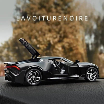 Joy Junction Bugatti La Voiture Noire 1:32 Scale Die-Cast Model Car with Sound & Light – Pull Back Metal Hypercar Toy for Collectors