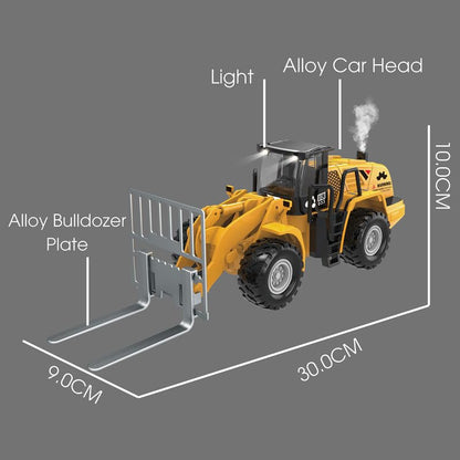 ThinkerPlace Metal Forklift with Light, Sound & Spray | Heavy-Duty Friction Powered Construction Vehicle Toy