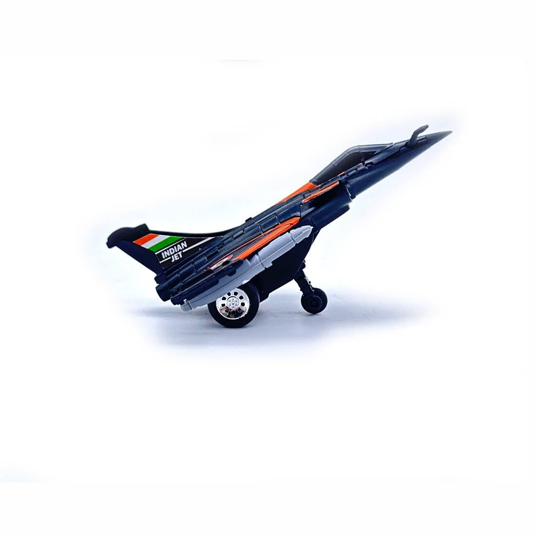 Centy Fly High Press & Go RFL Fighter Jet Toy Aircraft | Friction Powered Military Plane for Kids 3+ (Black & Orange) | BGX