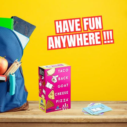 Blue Orange Taco Back Goat Cheese Pizza Card Game | Fast-Paced Family Party Game for Kids & Adults | Ages 8+