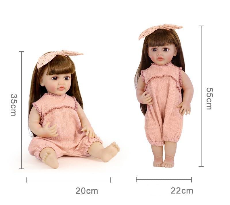 Lifelike Reborn Baby Girl Doll – Toddler with Realistic Sound & Brown Hair