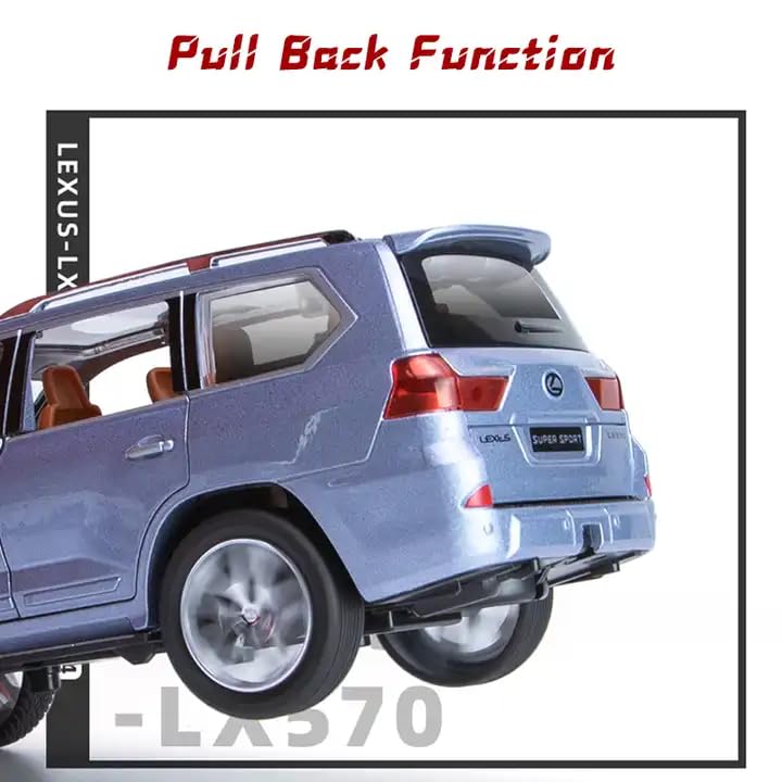 Lexus 1:24 Alloy Metal Pull Back Die-Cast Car – Off-Road in Luxury SUV Model Openable Doors with Realistic Sound & Light