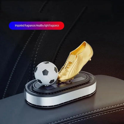 Football with Golden Boot Solar Powered Car Perfume Diffuser – Auto-Rotation Dashboard Fragrance Dispenser