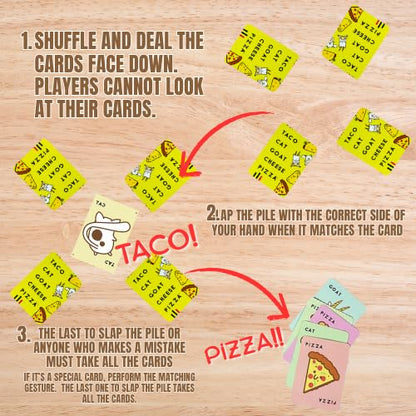 Blue Orange Taco Back Goat Cheese Pizza Card Game | Fast-Paced Family Party Game for Kids & Adults | Ages 8+