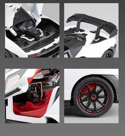 1:24 McLaren Senna Die-Cast Toy Car Model – Collectible Pull Back Supercar with Openable Doors, Light & Sound (Purple) - Jaiman Toys