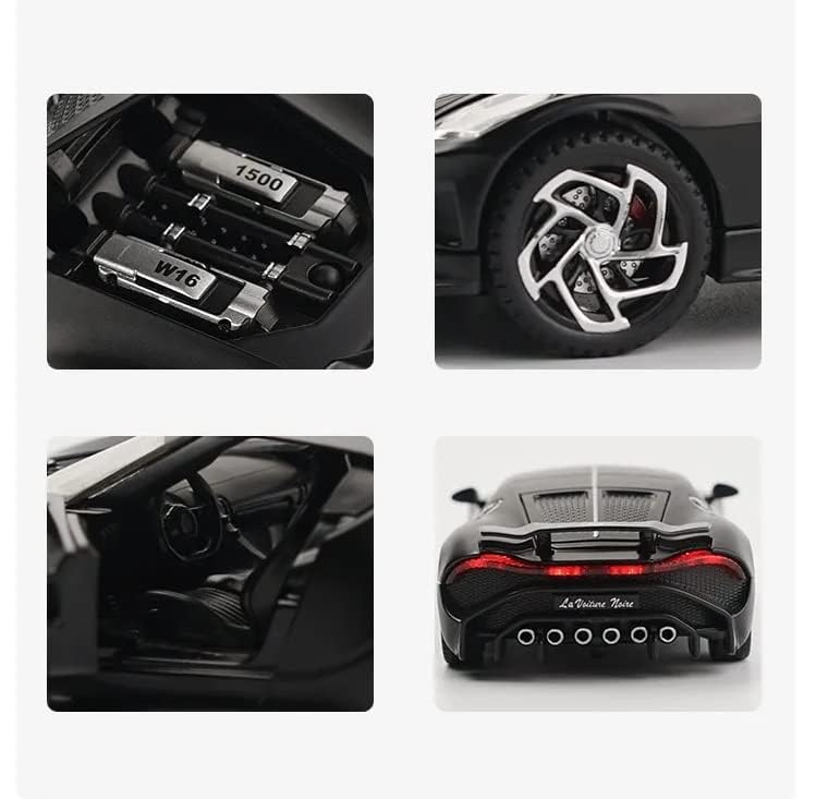 Joy Junction Bugatti La Voiture Noire 1:32 Scale Die-Cast Model Car with Sound & Light – Pull Back Metal Hypercar Toy for Collectors