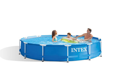 Intex Metal Frame Pool 28210 – 12 ft × 30 in (366 × 76 cm) Round Above Ground Swimming Pool | Rust-Resistant Steel Backyard Pool