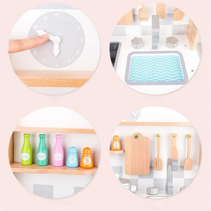 Kids Educational Wooden Kitchen & Food Play Set – Pretend Cooking Role Play Toy
