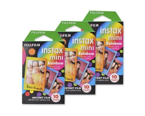 Fujifilm Instax Mini Film for Instant Film Camera - Rainbow, 10 Sheets/Pack x 3(total 30 Sheets)