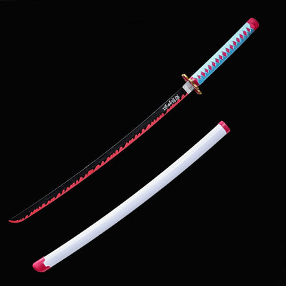 Demon Slayer Mitsuri Kanroji Sword – Love Hashira Wooden Katana | Anime Cosplay Samurai Sword for Kids & Collectors (Pink & Aqua Handle, 104cm)