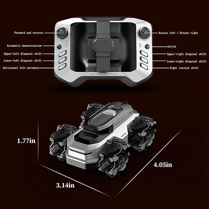 4WD Amphibious Remote Control Stunt Car – 2.4GHz Mini RC Car with 360° Spin, All-Terrain & Water Driving, Dual Tire System for Kids