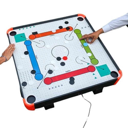 Simarr Air Carrom Jumbo Table Game – Electric Air Powered Carrom Board with Coins, Striker & Stand Legs