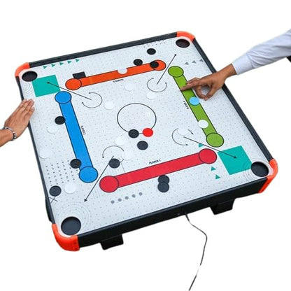Simarr Air Carrom Jumbo Table Game – Electric Air Powered Carrom Board with Coins, Striker & Stand Legs