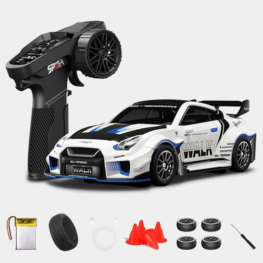 Hstar 1:43 RC Drift Car  2.4GHz 4WD Alloy 20 km/h High-Speed RC Racing Car with Gyro – (White)