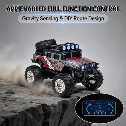 TRASPED HG4-525 Mini RC Off-Road Rock Crawler Truck – Metal Body, 2.4GHz Remote & App Control, LED Lights