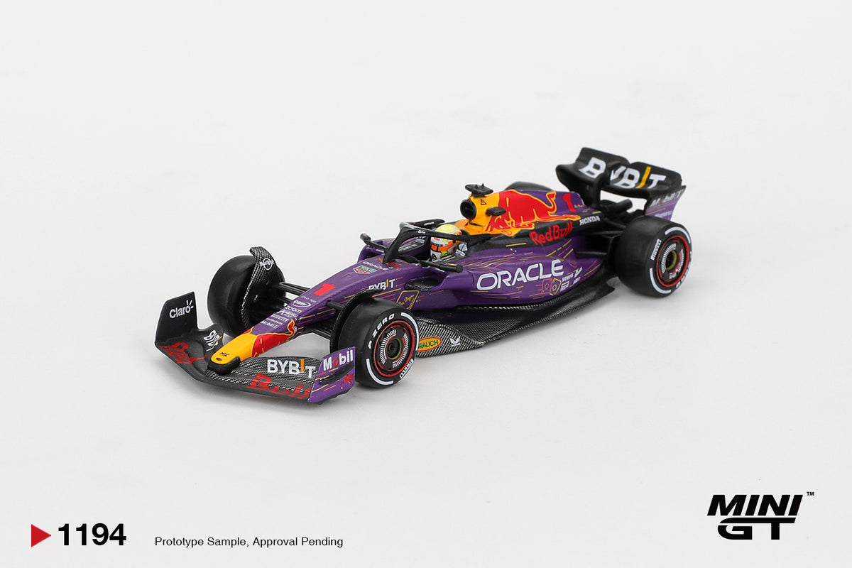 Minigt 1:64 Oracle Red Bull Racing RB19 #1 Max Verstappen 2023 F1 2023 Las Vegas GP Winner+Ford Puma Rally1 #16 M-Sport Ford WRT 2024 Rally Finland 3rd Place+Nissan Z VeilSide FFZ400 Seiran Blue+Lancia Stratos HF #4 1979 Spanish Rally Champion