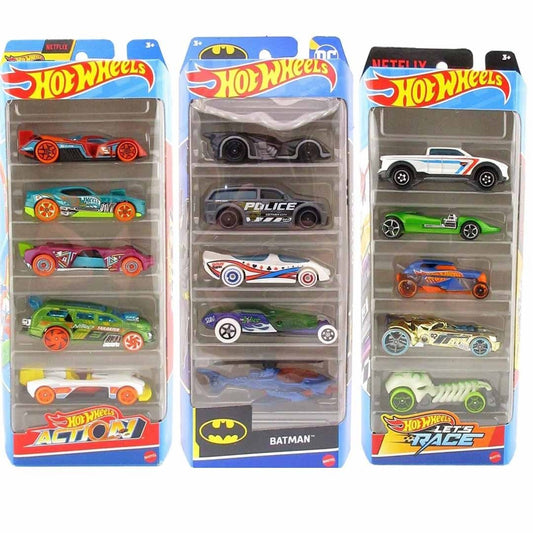 Hot Wheels 2024 – 3 Different Pack of 5 Models: Action + Batman + Lets Race