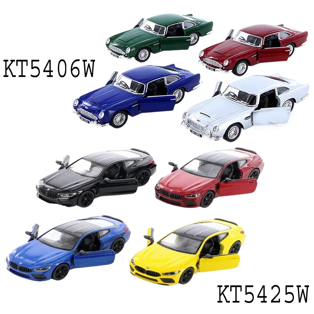 KiNSMART BMW M8 Competition Coupe & Aston Martin DB5 Die-Cast Car Set of 8 | 1:36 Scale Pull-Back Toy Cars for Kids & Collectors