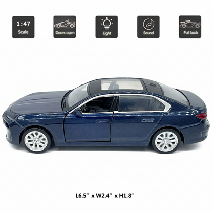 MSZ 1:47 BMW i7 Die-Cast Model Car – Blue | Pull Back, Openable Doors (67733)