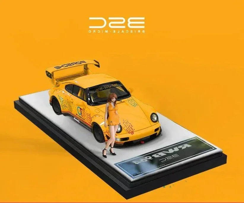 BSC 1:64 Porshce Cinderella Yellow RWB964 70th Anniversary Edition  Diecast Car (Figure Included)