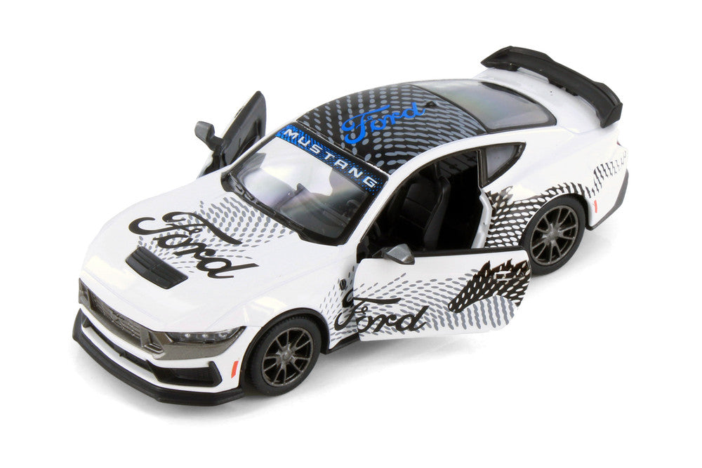 Kinsmart 1:38 2024 Ford Mustang Dark Horse Livery Edition Die-Cast Metal Model Car | Pull Back Action | Opening Doors | Collectible Toy Car