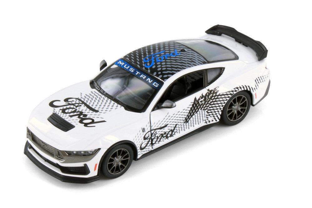 Kinsmart 1:38 2024 Ford Mustang Dark Horse Livery Edition Die-Cast Metal Model Car | Pull Back Action | Opening Doors | Collectible Toy Car