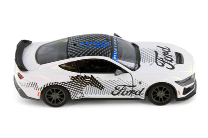 Kinsmart 1:38 2024 Ford Mustang Dark Horse Livery Edition Die-Cast Metal Model Car | Pull Back Action | Opening Doors | Collectible Toy Car