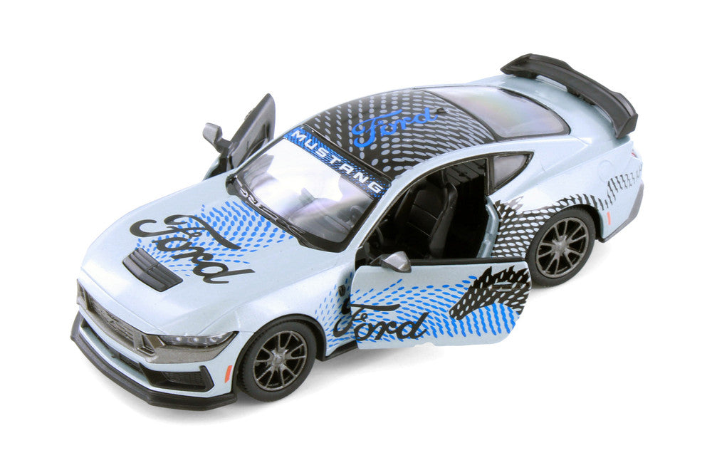 Kinsmart 1:38 2024 Ford Mustang Dark Horse Livery Edition Die-Cast Metal Model Car | Pull Back Action | Opening Doors | Collectible Toy Car