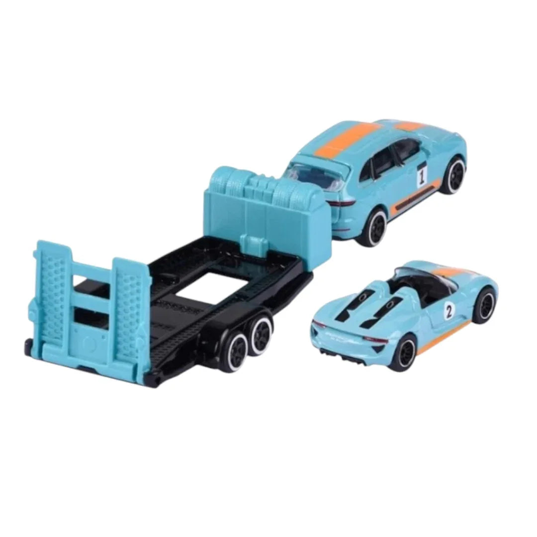 Majorette Porsche Edition Trailer – Cayenne Turbo S & 918 Spyder Diecast Car Model